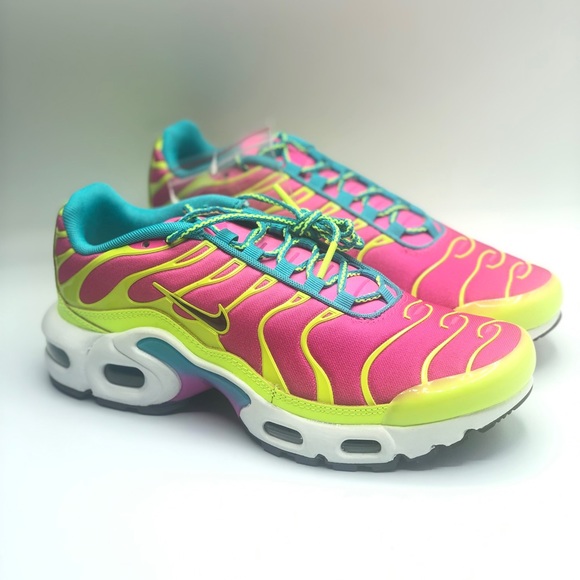 pink and green air max plus